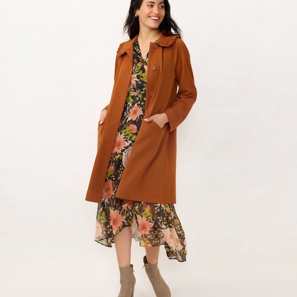 LC Lauren Conrad Brown Puffer Collar Coat